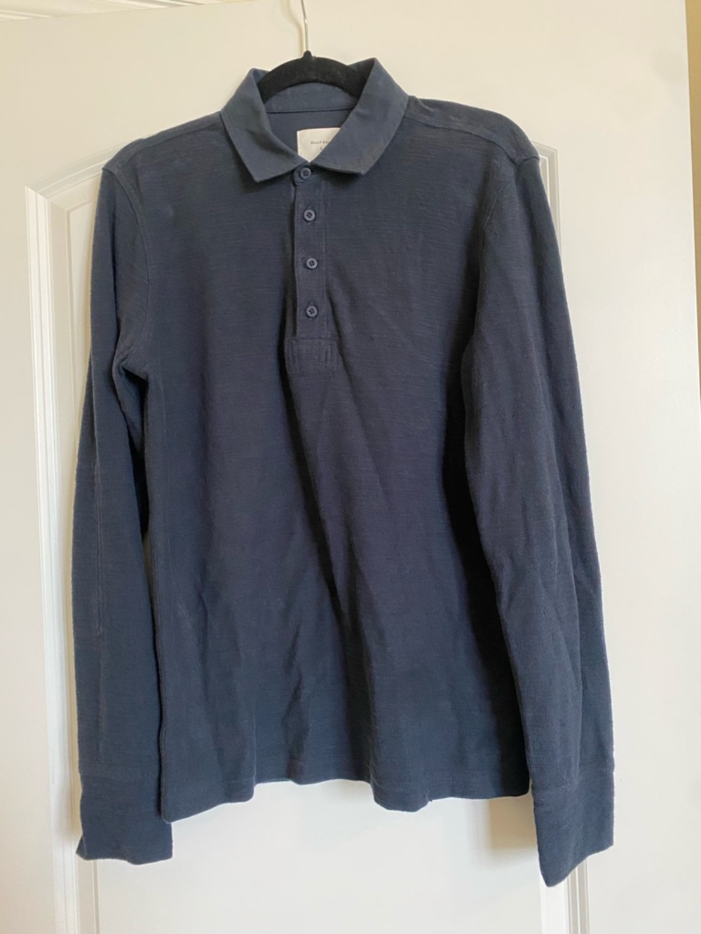 Billy Reid Men's Long-Sleeve Polo Shirt in Dark Navy